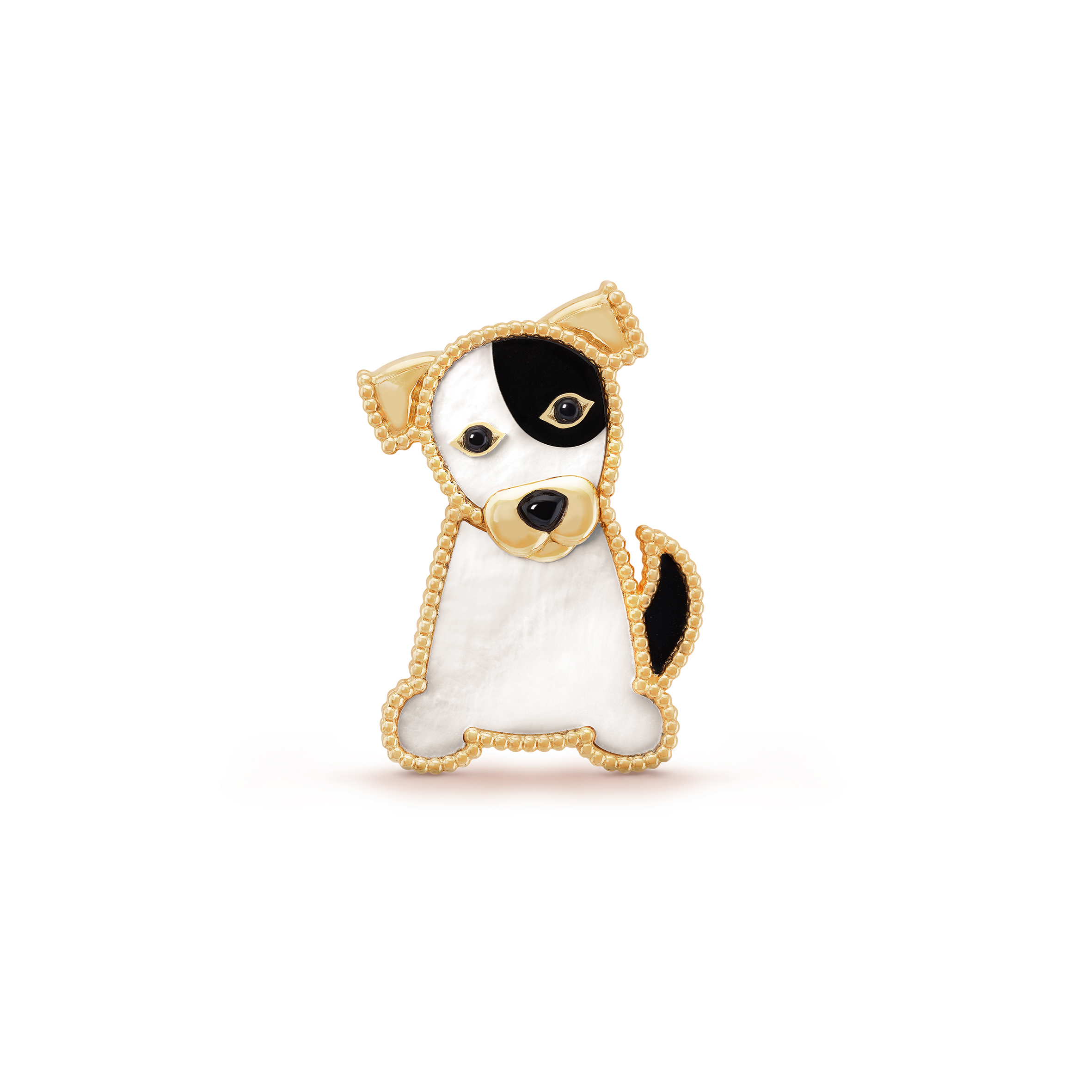 VAN CLEEF ARPELS LUCKY ANIMALS DOG CLIP - YELLOW GOLD, MOTHER-OF-PEARL, ONYX  VCARP2AU00